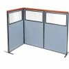Interion By Global Industrial Interion® Deluxe Freestanding 3-Panel Corner Divider w/Partial Window 36-1/4"W x 61-1/2"H Blue