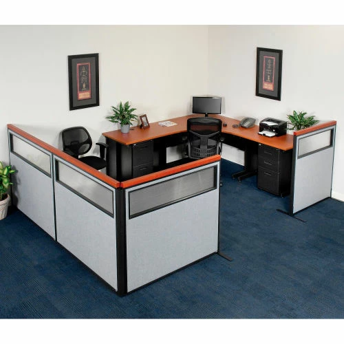 Interion By Global Industrial Interion® Deluxe Freestanding 3-Panel Corner Divider w/Partial Window 48-1/4"W x 43-1/2"H Gray - Image 3