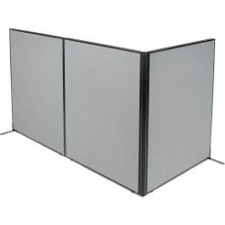Interion By Global Industrial Interion® Freestanding 3-Panel Corner Room Divider, 48-1/4"W x 60"H Panels, Gray