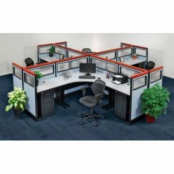 Interion By Global Industrial Interion® Pre-Configured 4 Person Office Cubicle