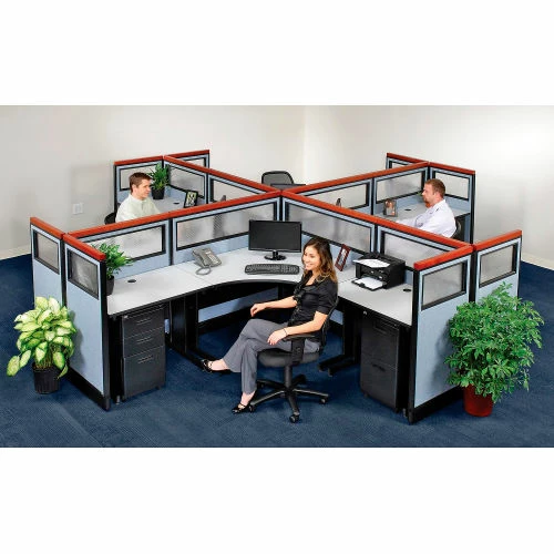 Interion By Global Industrial Interion® Pre-Configured 4 Person Office Cubicle - Image 2