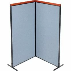 Interion By Global Industrial Interion® Deluxe Freestanding 2-Panel Corner Room Divider, 36-1/4"W x 73-1/2"H Panels, Blue