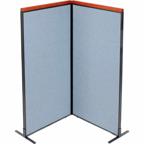 Interion By Global Industrial Interion® Deluxe Freestanding 2-Panel Corner Room Divider, 36-1/4"W x 73-1/2"H Panels, Blue