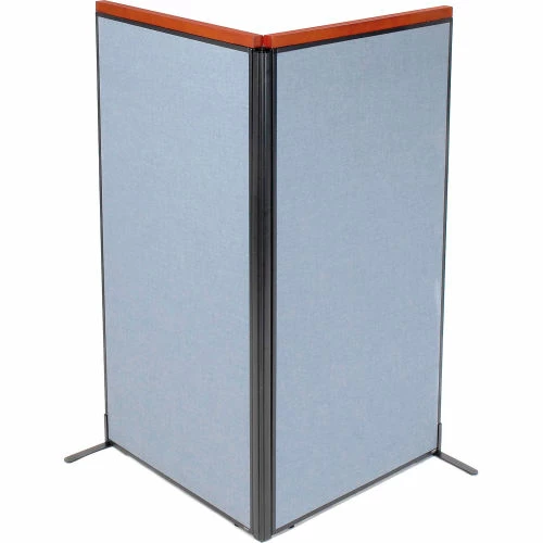 Interion By Global Industrial Interion® Deluxe Freestanding 2-Panel Corner Room Divider, 36-1/4"W x 73-1/2"H Panels, Blue - Image 2