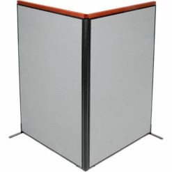 Interion By Global Industrial Interion® Deluxe Freestanding 2-Panel Corner Room Divider, 48-1/4"W x 73-1/2"H Panels, Gray
