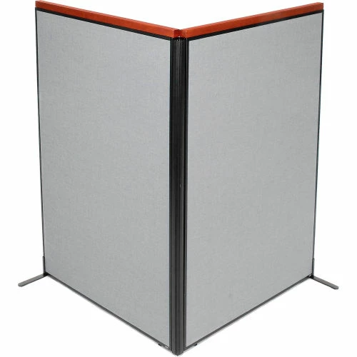 Interion By Global Industrial Interion® Deluxe Freestanding 2-Panel Corner Room Divider, 48-1/4"W x 73-1/2"H Panels, Gray