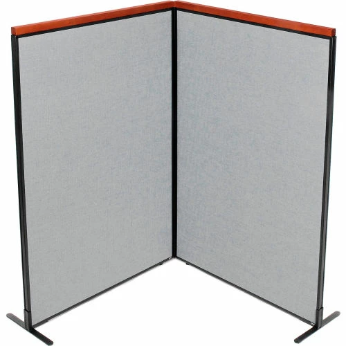 Interion By Global Industrial Interion® Deluxe Freestanding 2-Panel Corner Room Divider, 48-1/4"W x 73-1/2"H Panels, Gray - Image 2