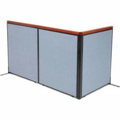 Interion By Global Industrial Interion® Deluxe Freestanding 3-Panel Corner Room Divider, 36-1/4"W x 43-1/2"H Panels, Blue