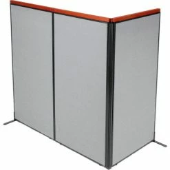 Interion By Global Industrial Interion® Deluxe Freestanding 3-Panel Corner Room Divider, 36-1/4"W x 73-1/2"H Panels, Gray