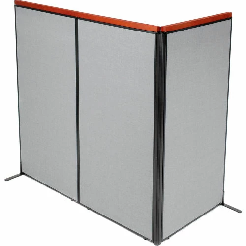 Interion By Global Industrial Interion® Deluxe Freestanding 3-Panel Corner Room Divider, 36-1/4"W x 73-1/2"H Panels, Gray
