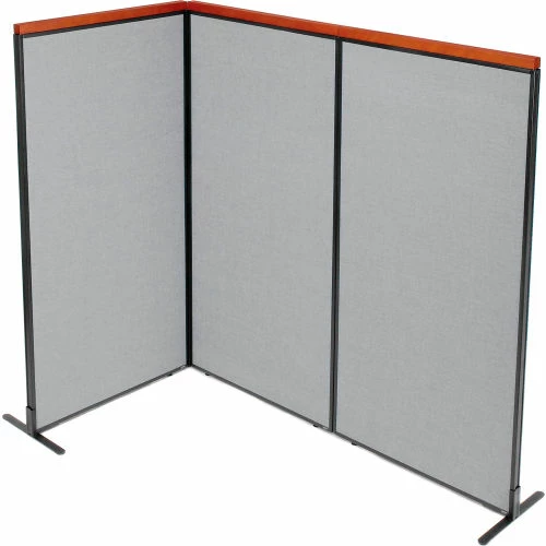 Interion By Global Industrial Interion® Deluxe Freestanding 3-Panel Corner Room Divider, 36-1/4"W x 73-1/2"H Panels, Gray - Image 2