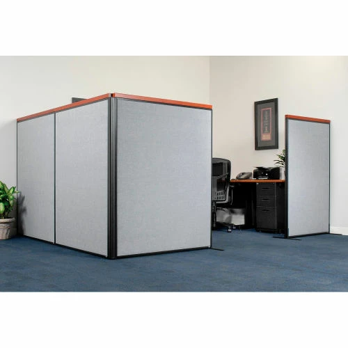 Interion By Global Industrial Interion® Deluxe Freestanding 3-Panel Corner Room Divider, 36-1/4"W x 73-1/2"H Panels, Gray - Image 3