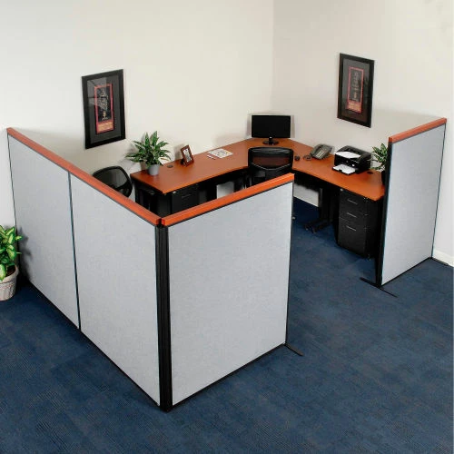 Interion By Global Industrial Interion® Deluxe Freestanding 3-Panel Corner Room Divider, 36-1/4"W x 73-1/2"H Panels, Gray - Image 4
