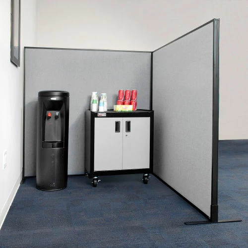 Interion By Global Industrial Interion® Freestanding 2-Panel Corner Room Divider, 48-1/4"W x 60"H Panels, Gray - Image 3