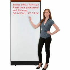 Interion By Global Industrial Interion® Deluxe Office Partition Panel with Whiteboard and Raceway, 36-1/4"W x 77-1/2"H