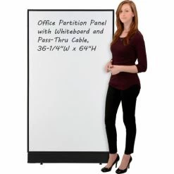 Interion By Global Industrial Interion® Office Partition Panel with Whiteboard and Pass-Thru Cable, 36-1/4"W x 64"H