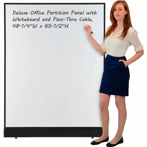 Interion By Global Industrial Interion® Office Partition Panel with Whiteboard and Pass-Thru Cable, 48-1/4"W x 64"H