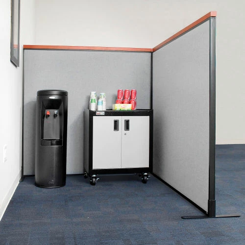 Interion By Global Industrial Interion® Deluxe Freestanding 2-Panel Corner Room Divider, 48-1/4"W x 73-1/2"H Panels, Gray - Image 4