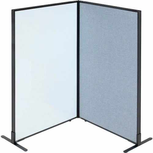Interion By Global Industrial Interion® Freestanding 2-Panel Corner Room Divider with Whiteboard, 36-1/4"W x 60"H, Blue - Image 2