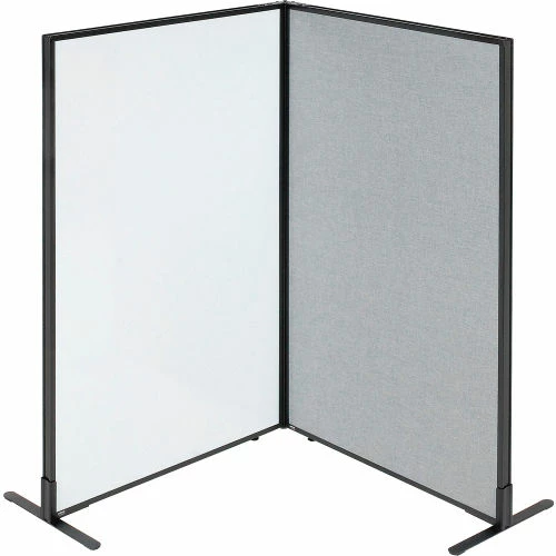 Interion By Global Industrial Interion® Freestanding 2-Panel Corner Room Divider with Whiteboard, 36-1/4"W x 60"H, Gray - Image 2