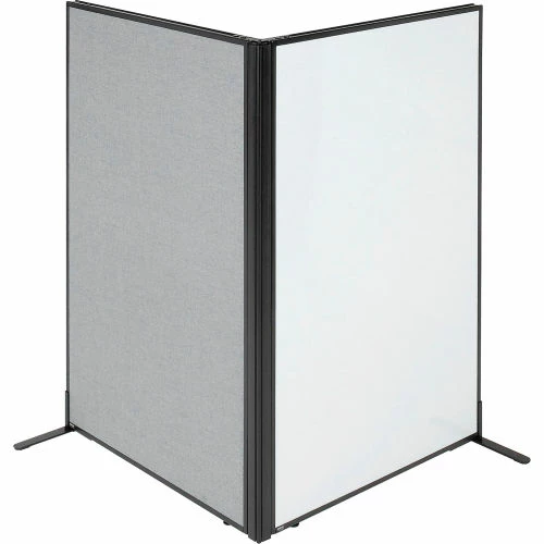 Interion By Global Industrial Interion® Freestanding 2-Panel Corner Room Divider with Whiteboard, 36-1/4"W x 60"H, Gray - Image 3