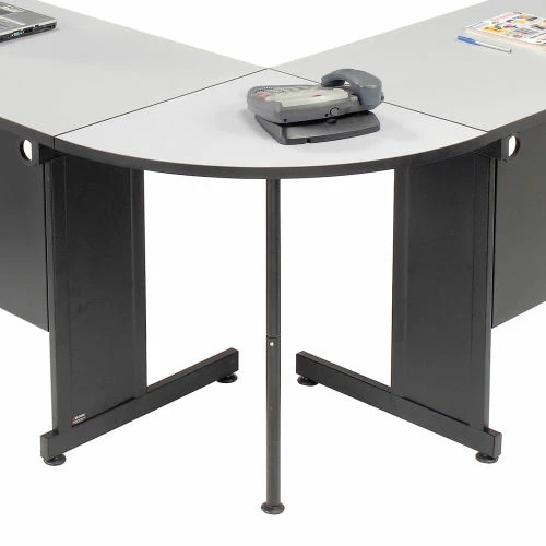 Interion By Global Industrial Interion® Rounded Corner Tabletop with Support Post, 24" Radius, Gray - Image 2