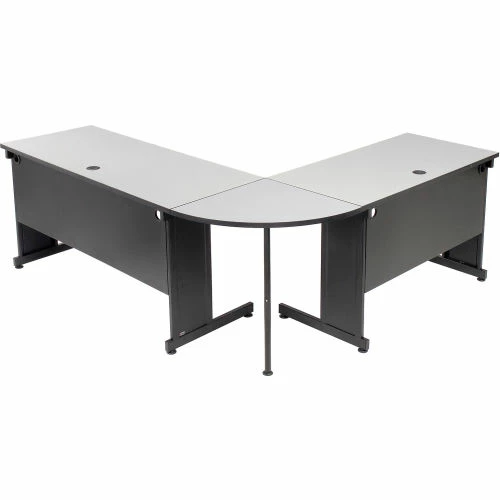 Interion By Global Industrial Interion® Rounded Corner Tabletop with Support Post, 24" Radius, Gray - Image 5