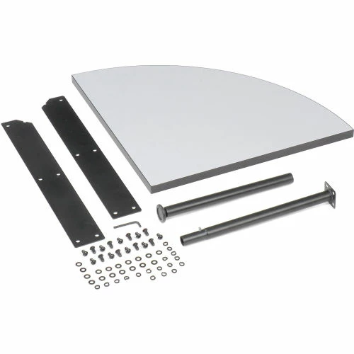 Interion By Global Industrial Interion® Rounded Corner Tabletop with Support Post, 24" Radius, Gray - Image 7