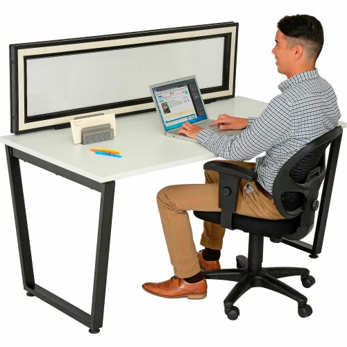 Interion By Global Industrial Interion® Universal Clamp-On Desk Partition - Frosted - Image 3
