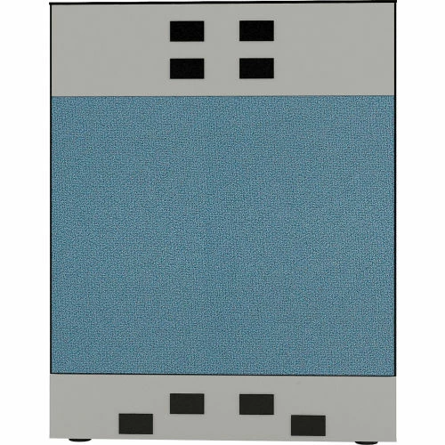 Interion By Global Industrial Interion® Modular Partition Base Panel with Desktop & Baseline Raceway Power, 30"W x 38"H, Blue - Image 2