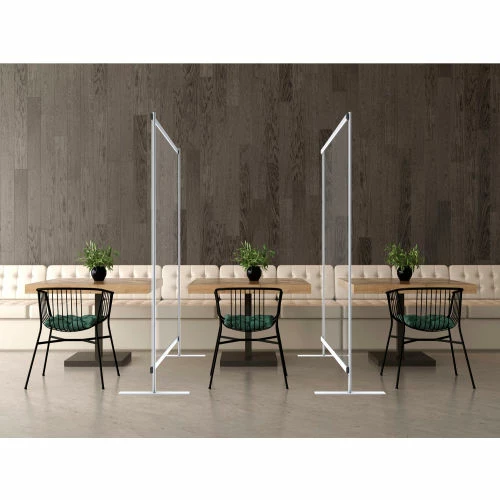 Global Industrial Floor Standing Portable Clear Divider Safety Partition, 5'W x 5'H