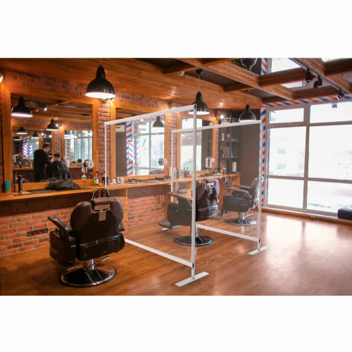 Global Industrial Floor Standing Portable Clear Divider Safety Partition, 5'W x 5'H - Image 6