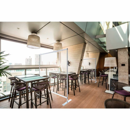 Global Industrial Floor Standing Portable Clear Divider Safety Partition, 5'W x 5'H - Image 7