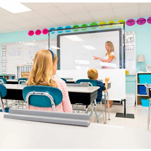 Anchor Industries. Anchor Porta-Shield Freestanding Vinyl Divider, 8'W x 6-1/2'H - Clear/White - Image 3