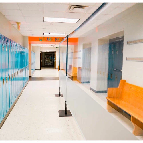 Anchor Industries. Anchor Porta-Shield Freestanding Vinyl Divider, 8'W x 6-1/2'H - Clear/White - Image 6