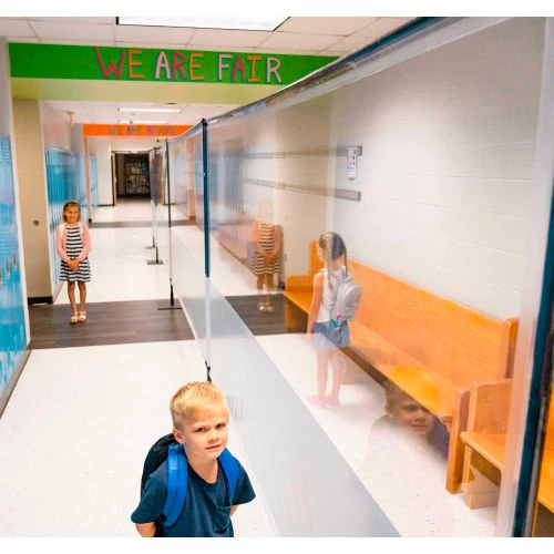 Anchor Industries. Anchor Porta-Shield Freestanding Vinyl Divider, 6'W x 6-1/2'H - Clear/White - Image 7