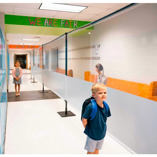 Anchor Industries. Anchor Porta-Shield Freestanding Vinyl Divider, 8'W x 6-1/2'H - Clear/White - Image 8