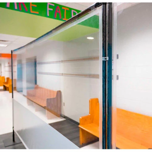 Anchor Industries. Anchor Porta-Shield Freestanding Vinyl Divider, 6'W x 6-1/2'H - Clear/White - Image 9