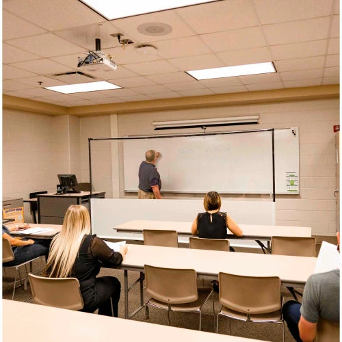 Anchor Industries. Anchor Porta-Shield Freestanding Vinyl Divider, 6'W x 6-1/2'H - Clear/White - Image 11