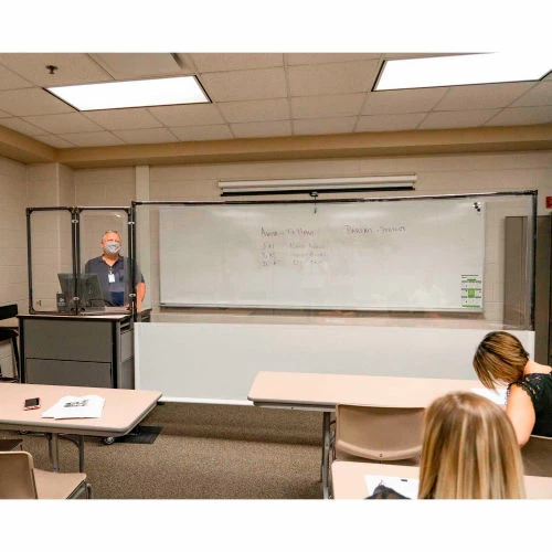 Anchor Industries. Anchor Porta-Shield Freestanding Vinyl Divider, 6'W x 6-1/2'H - Clear/White - Image 12