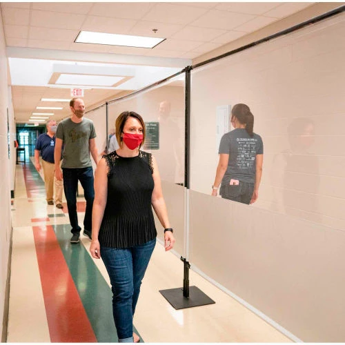 Anchor Industries. Anchor Porta-Shield Freestanding Vinyl Divider, 6'W x 6-1/2'H - Clear/White - Image 14