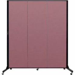 Screenflex 3 Panel Light-Duty Portable Room Divider, 6'5"H x 5'9"W, Fabric Color: Rose