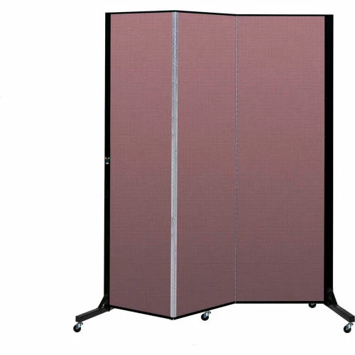 Screenflex 3 Panel Light-Duty Portable Room Divider, 6'5"H x 5'9"W, Fabric Color: Rose - Image 2