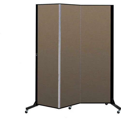 Screenflex 3 Panel Light-Duty Portable Room Divider, 6'5"H x 5'9"W, Fabric Color: Walnut - Image 2