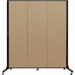 Screenflex 3 Panel Light-Duty Portable Room Divider, 6'5"H x 5'9"W, Fabric Color: Desert