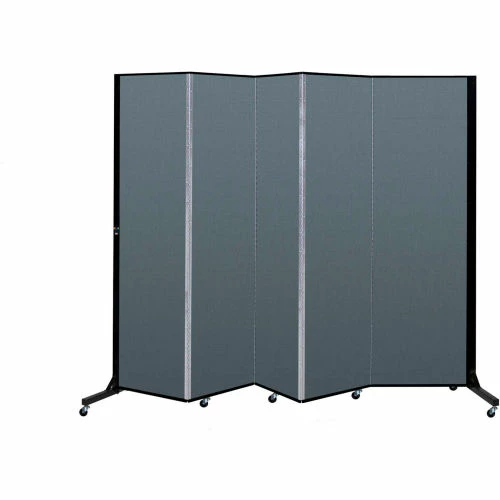 Screenflex 5 Panel Light-Duty Portable Room Divider, 6'5"H x 9'5"W, Fabric Color: Lake - Image 2