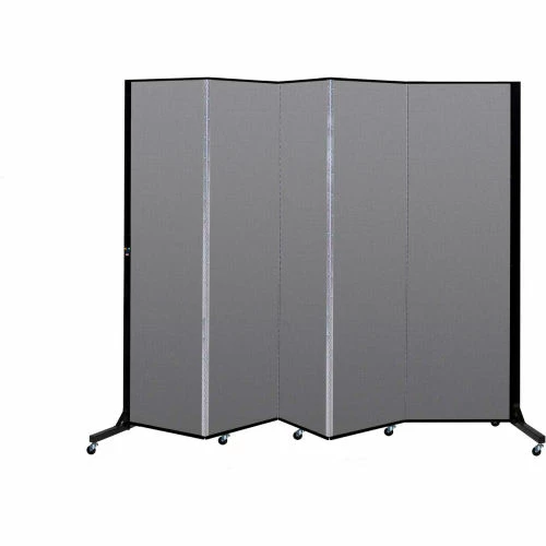 Screenflex 5 Panel Light-Duty Portable Room Divider, 6'5"H x 9'5"W, Fabric Color: Stone - Image 2