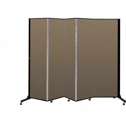 Screenflex 5 Panel Light-Duty Portable Room Divider, 6'5"H x 9'5"W, Fabric Color: Walnut - Image 2