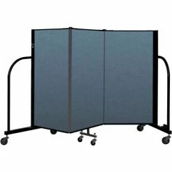 Screenflex Portable Room Divider 3 Panel, 4'H x 5'9"W, Fabric Color: Blue