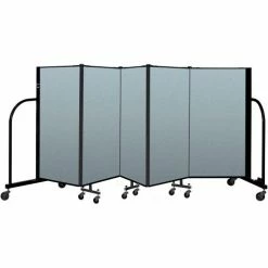 Screenflex Portable Room Divider 5 Panel, 4'H x 9'5"W, Vinyl Color: Blue